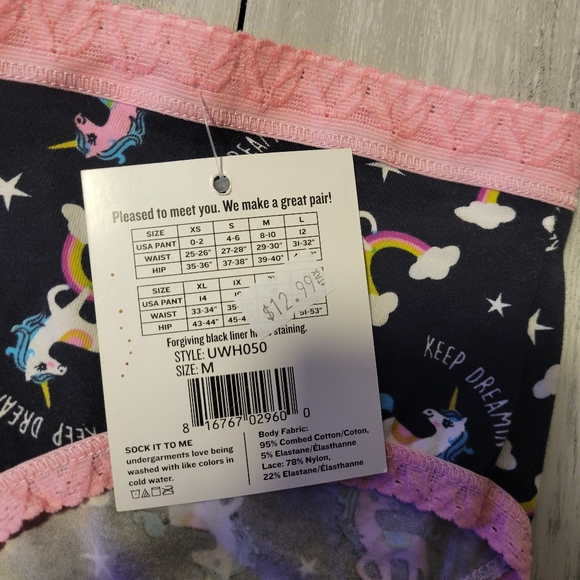 2/$10 Keep Dreamin' Rainbow Unicorn Mid Rise Hipster Cotton Panties - Picture 3 of 3
